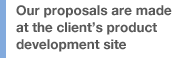 Our proposals are made at the client’s product development site.