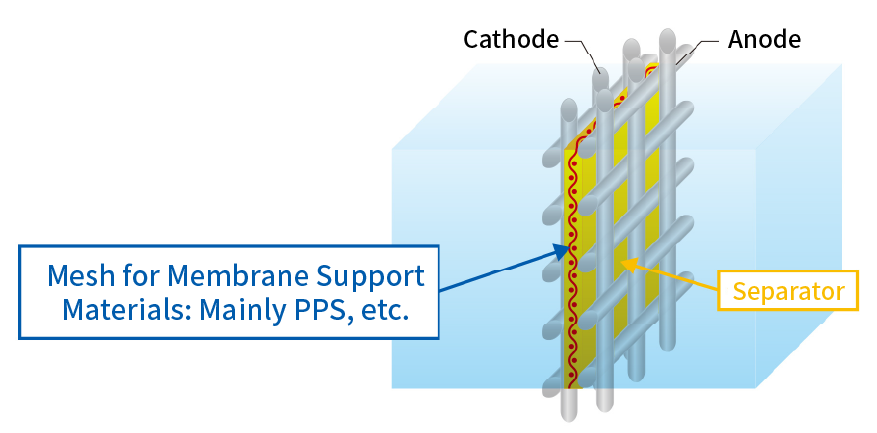Image showing the separator placed between the Ni mesh electrodes