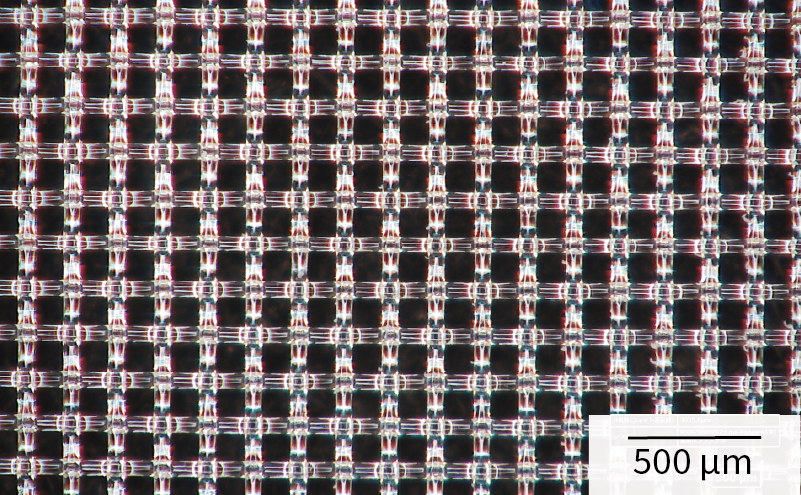 Enlarged photograph of mesh for water electrolysis cell(PPS113/45)