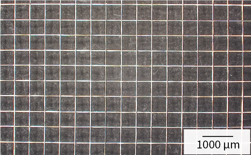 Magnified photograph of metal mesh for electrode (Ni452/79)