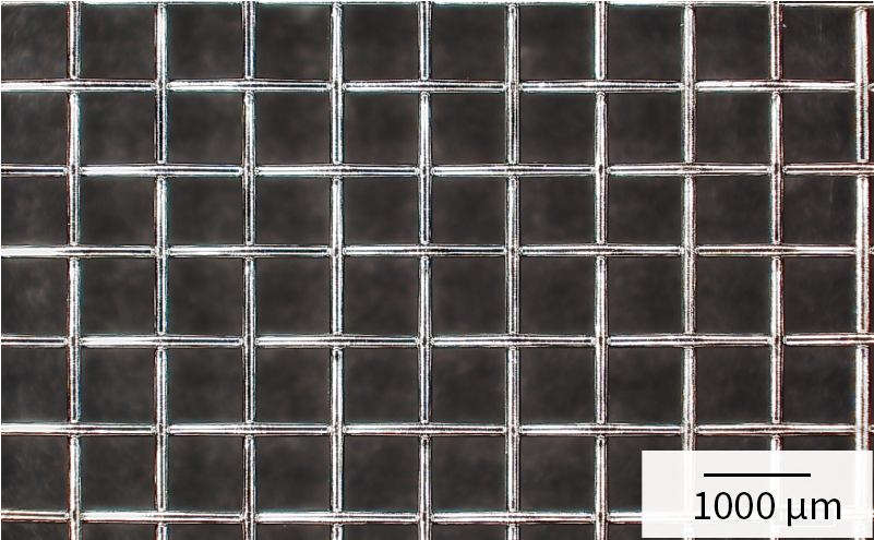 Magnified photograph of metal mesh for electrode (Ni700/68)