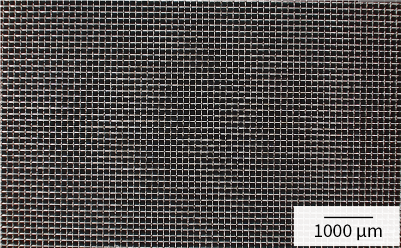 Magnified photograph of metal mesh for electrode (SUS87/47)