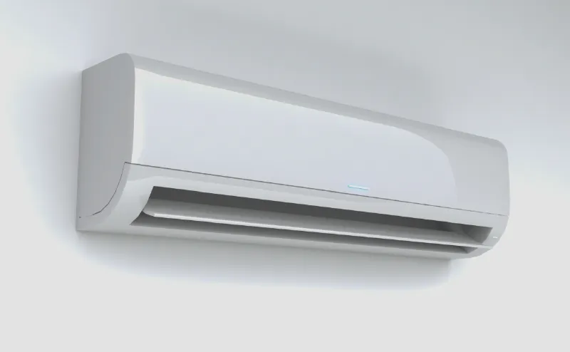 White air conditioner. Mesh is used for the internal filter.