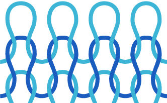 Illustration of interlocking blue and light blue loops pattern