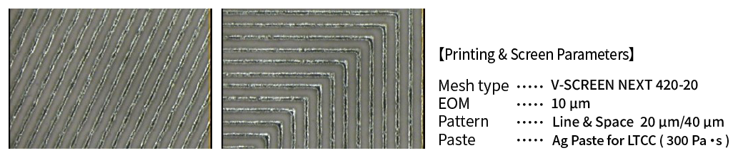 Microscope images showing main conditions of plate making and printing using V-SCREEN NEXT 420-20