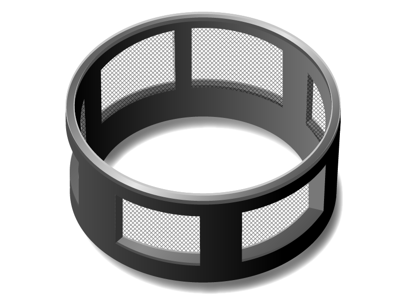 円形のメッシュ一体成形フィルター